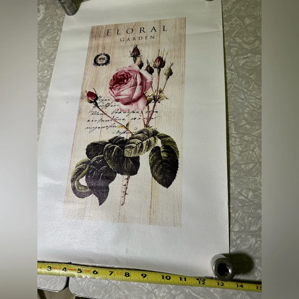 Printed art on loose‎ unstretched Canvas Rose Bud Cottage Floral Garden Craft